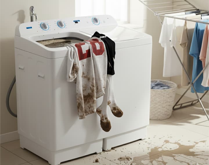 二層式洗濯機の洗い分けに最適をイメージした画像